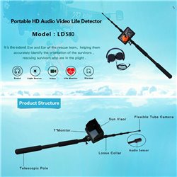 Portable HD Audio Video Life Detector - Find living Human Under Collapsed Building by Earthquake or Other Disasters