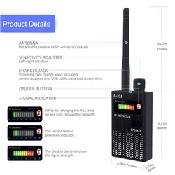 RF Bug Detector,Anti-Spy Hidden WiFi Camera Finder, High Sensitive Wireless Bug Eavesdrop, Wiretap Device Sweeper